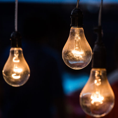 Old light bulb glowing