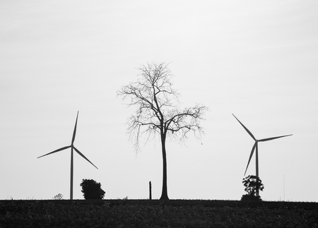 Silhouette wind turbine generatorの写真素材