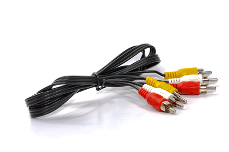 TV AV and audio cable on white backgroundの写真素材
