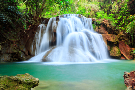 Beautiful waterfall in deep forestの写真素材