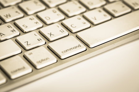 Computer keyboard close up. Vintage filter