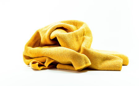 Brown cleaning rag on white backgroundの写真素材