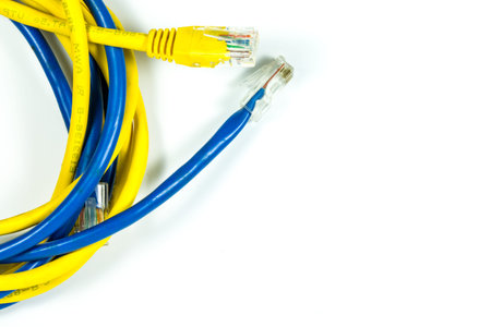 Ethernet cable on white background