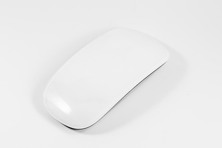 Modern white mouse on white backgroundの写真素材
