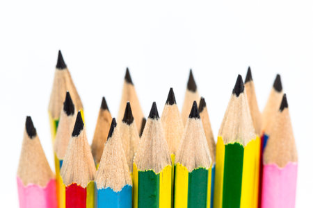 Group of pencils on white background