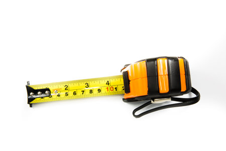 Measurement tape on white background