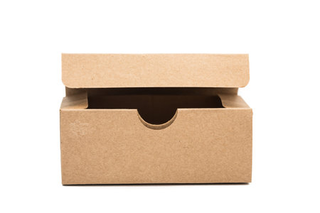 Brown paper box on white background