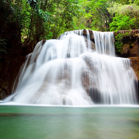 Beautiful waterfall in deep forestの写真素材