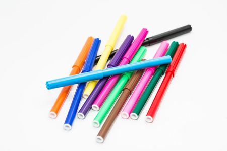 Color magic pen on white backgroundの写真素材