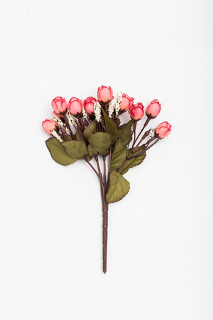 Artificial rose flower on white backgroundの写真素材