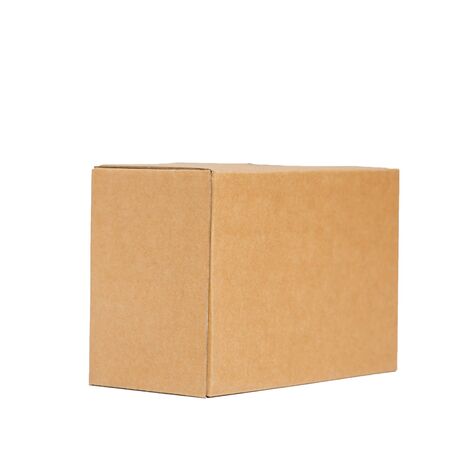 Brown paper box on white backgroundの写真素材