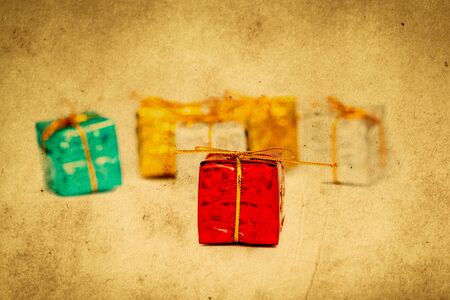 Christmas gifts close up. Retro filterの写真素材