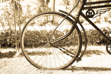 Bicycle wheel close up. vintage filterの写真素材