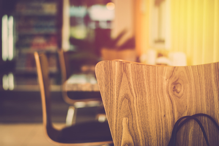 Empty wooden chair in cafe. vintage filterの写真素材