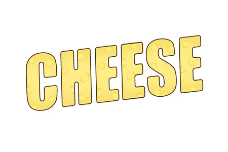 The word cheese with a cheesy texture. 3D illustration.のイラスト素材