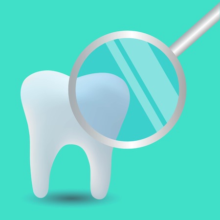 Human tooth and magnifying glass. Vector illustrationのイラスト素材
