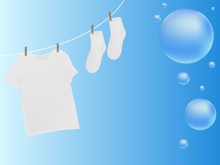 Vector realistic bubbles background. White t-shirt.のイラスト素材