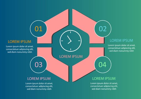 Business data visualization. Process chart. Abstract elements of graph, diagram with steps, options, parts or processes. Vector business template for presentation.のイラスト素材