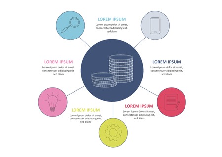 Business data visualization. Process chart. Abstract elements of graph, diagram with steps, options, parts or processes. Vector business template for presentation.のイラスト素材