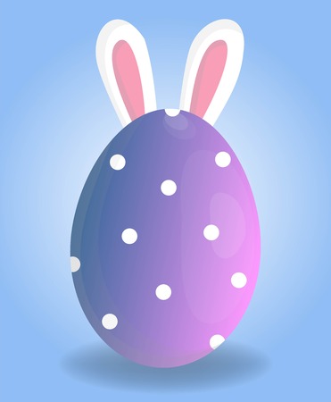 Holy Easter holiday greeting colorful postcard with decorated easter eggs and rabbit ears on backgroundのイラスト素材
