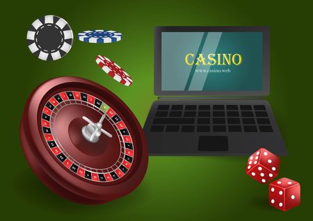 Online casino banner concept with laptop.のイラスト素材