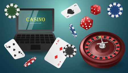 Online casino banner concept with laptop.のイラスト素材