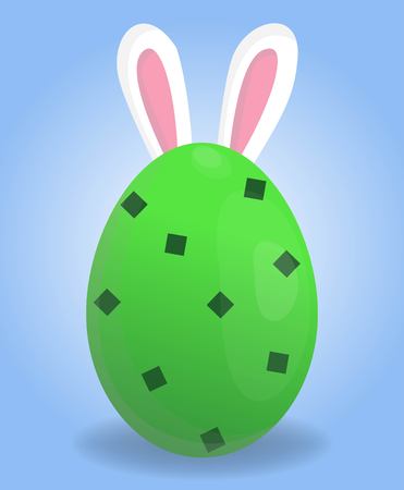 Holy Easter holiday greeting colorful postcard with decorated easter eggs and rabbit ears on backgroundのイラスト素材