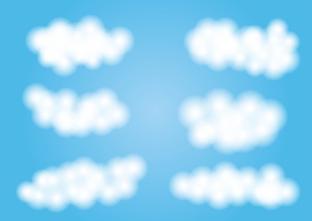 Cartoon clouds isolated on blue sky panorama vector collection.のイラスト素材