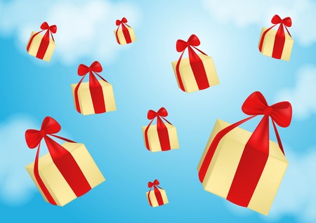 Packages are flying on parachutes.Flat elements isolated vector illustrationのイラスト素材