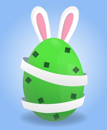 Holy Easter holiday greeting colorful postcard with decorated easter eggs and rabbit ears on backgroundのイラスト素材