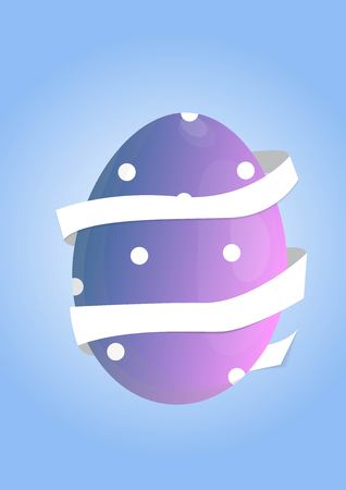Realistic Ester egg with white ribbon. vector illustration.のイラスト素材