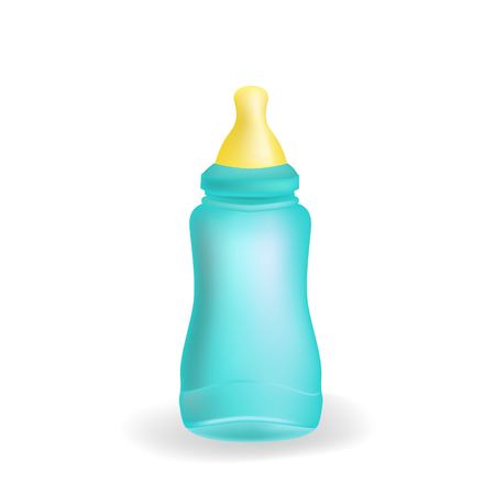 Realistic baby bottle milk realistic images with beaker and shadows vector illustrationのイラスト素材