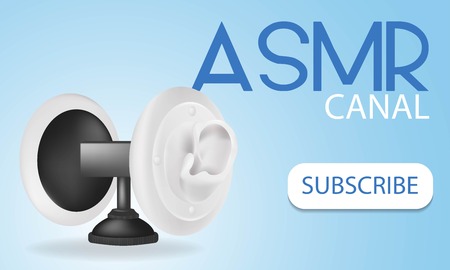 Special microphone with the white ears for ASMR isolated on gradient background.のイラスト素材