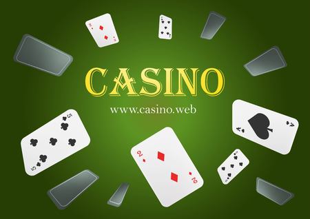 Casino Playing Cards are falling down. Playing Cards rain. Vector illustrationのイラスト素材