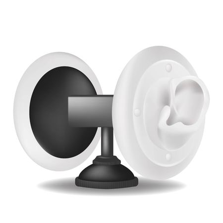 Special microphone with the white ears for ASMR isolated on white background.のイラスト素材