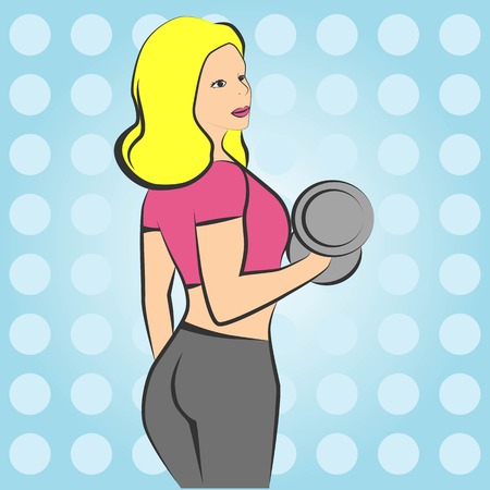 fitness sports background woman with dumbbells.のイラスト素材
