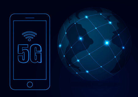Vector abstract 5G new wireless internet connection background.