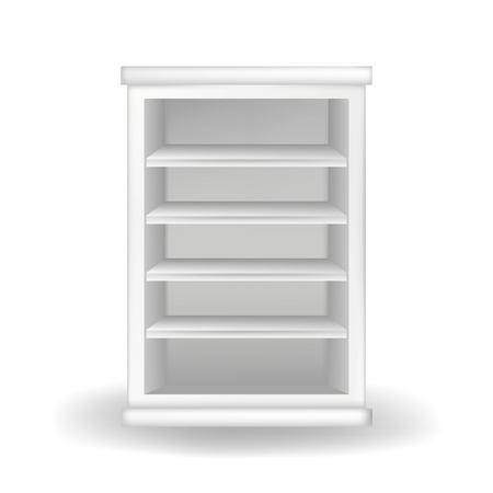 White wardrobe or bookcase. Realistic vector illustration with shadow on white background.のイラスト素材