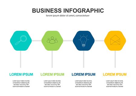 Business data visualization. Process chart. Abstract elements of graph, diagram with 4 steps, options, parts or processes. Vector business template for presentation.のイラスト素材
