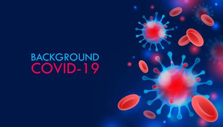 Art. Coronavirus 2019-ncov and virus background. COVID-19 on a dark blue background. Pandemic medical concept.のイラスト素材