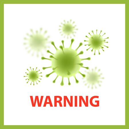 Vector virus sticker on a white background. COVID-19. Human health, bacteria, microorganisms, viral cell.のイラスト素材