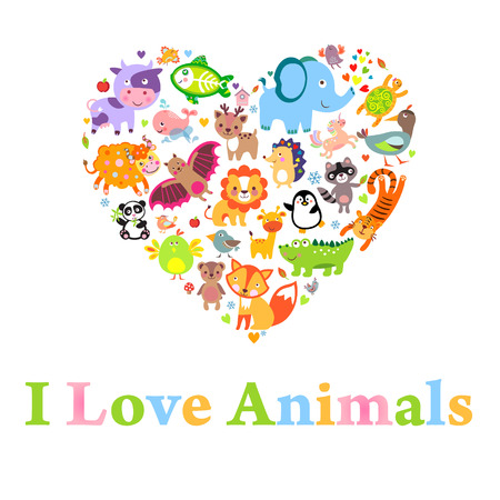 I love animals concept, Heart, Vector Illustration.のイラスト素材