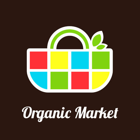 Vector illustration of bag label for Organic market, store, supermarketのイラスト素材