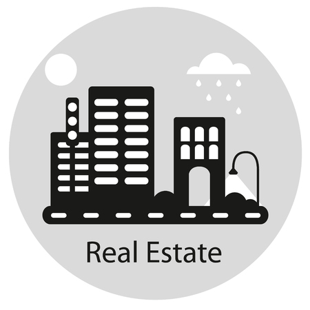 Real Estate concept. Retro style vector illustrationのイラスト素材