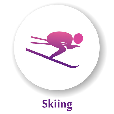 Vector icon with skier silhouette. Skiing.のイラスト素材