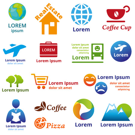 Set of company name concepts. Vector illustration of abstract business symbols.のイラスト素材