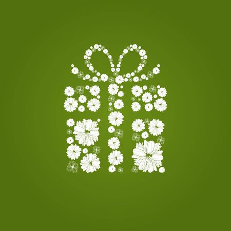 Vector illustration of gift with small flowersのイラスト素材