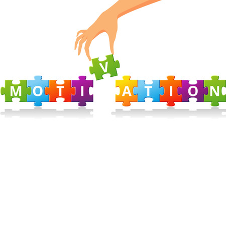 Puzzle with word motivation. Vector illustrationのイラスト素材