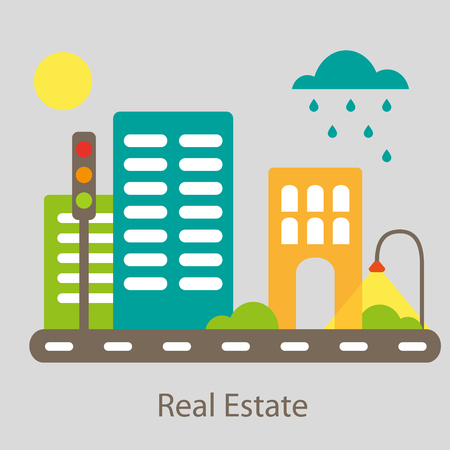 Real Estate concept. Retro style vector illustrationのイラスト素材