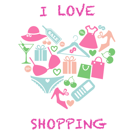 I love shoppingのイラスト素材